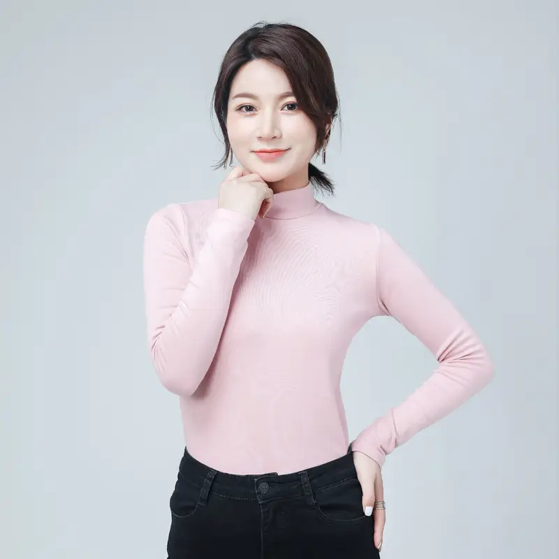 Women's Pure Cotton Long Sleeve T-Shirt Light Blue Slim Fit - Image 13