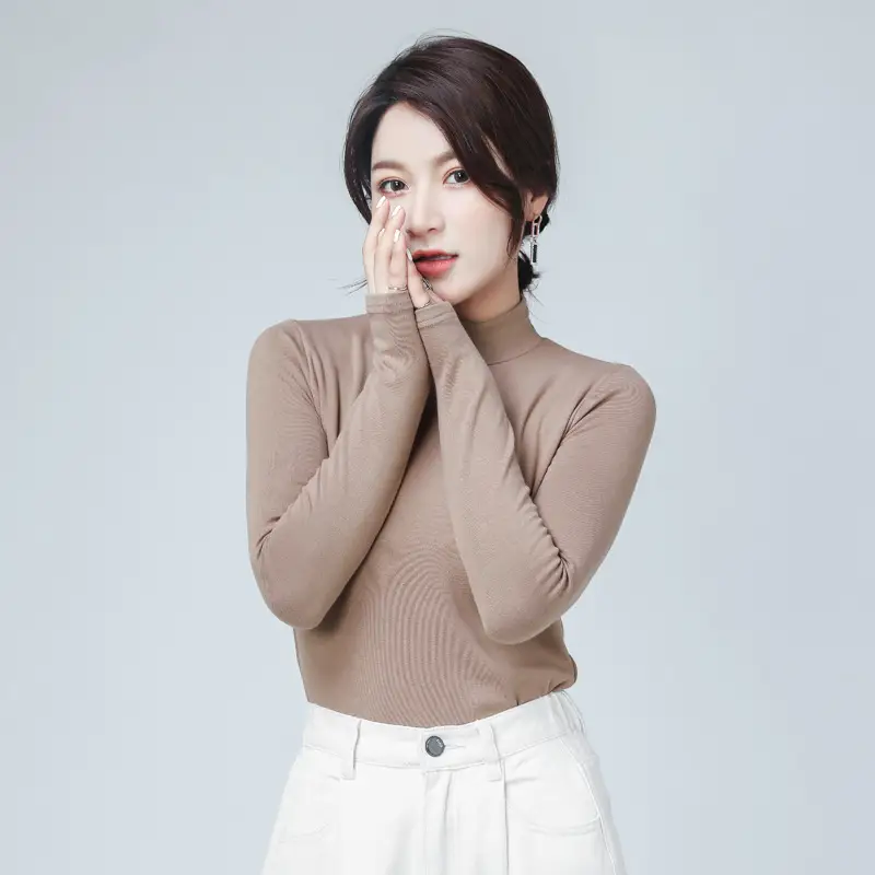 Women's Pure Cotton Long Sleeve T-Shirt Light Blue Slim Fit - Image 14