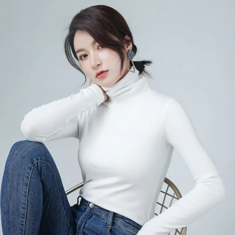 Women's Pure Cotton Long Sleeve T-Shirt Light Blue Slim Fit - Image 2