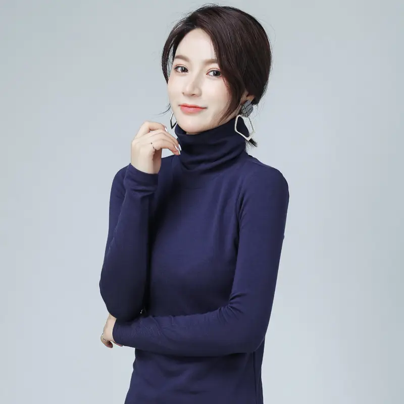 Women's Pure Cotton Long Sleeve T-Shirt Light Blue Slim Fit - Image 4