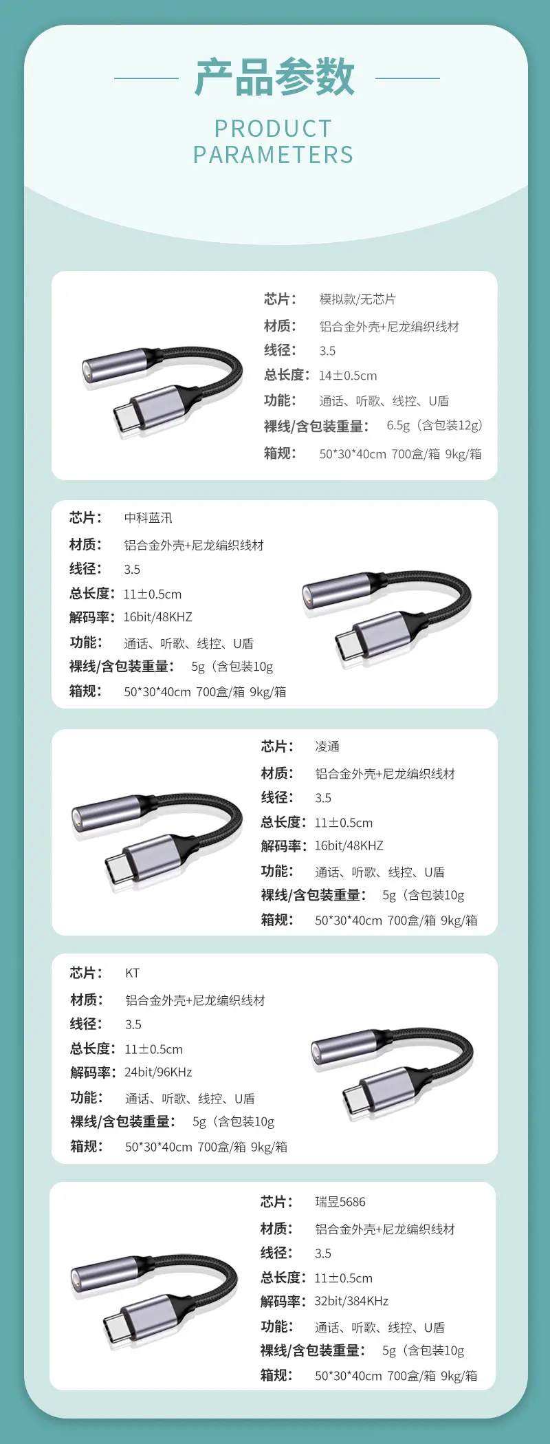 Typec to 3.5 Headset Adapter for Huawei Apple Samsung — feature 5
