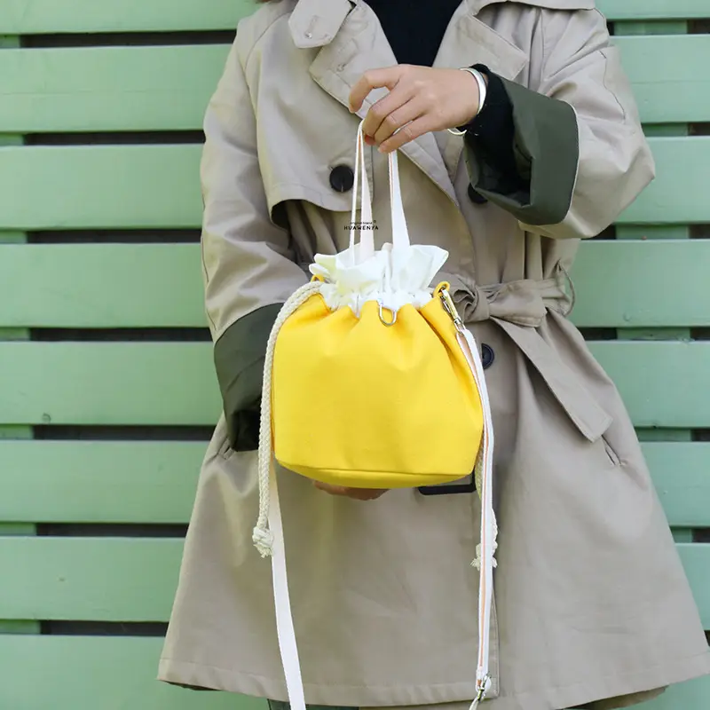 Crossbody Bucket Bag for Women Brown Drawstring - Image 9