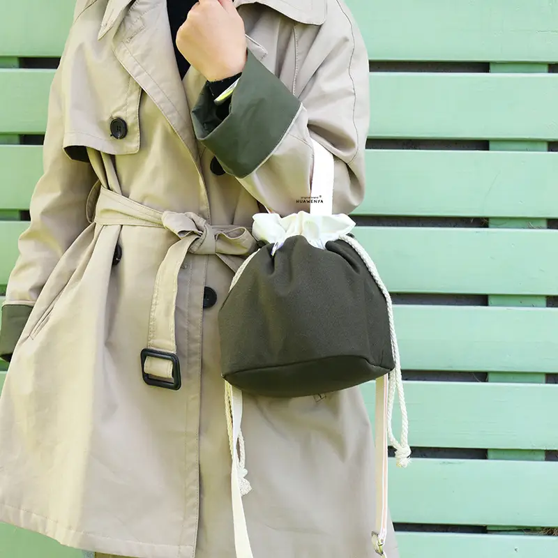 Crossbody Bucket Bag for Women Brown Drawstring - Image 10