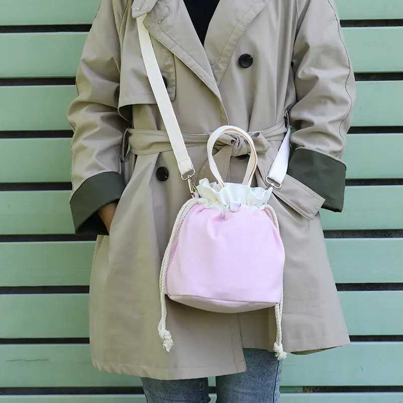 Crossbody Bucket Bag for Women Brown Drawstring - Image 2