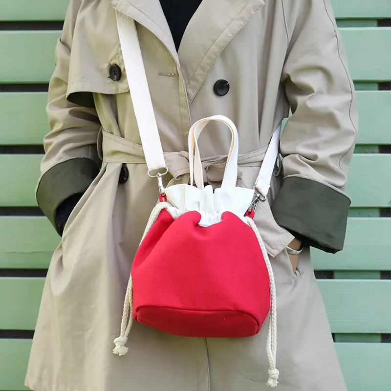 Crossbody Bucket Bag for Women Brown Drawstring - Image 3