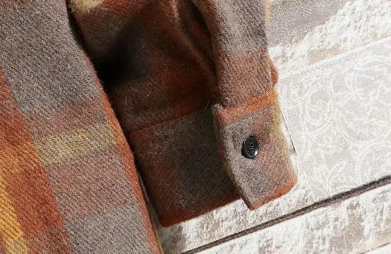 Men's Japanese Plaid Coat Autumn Winter Woolen Loose Fit - Image 6