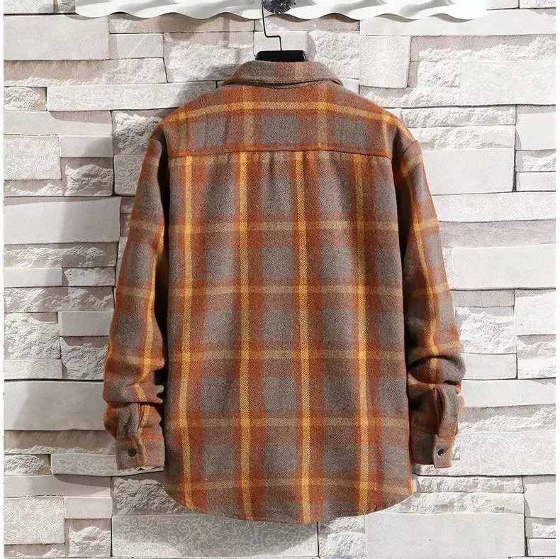 Men's Japanese Plaid Coat Autumn Winter Woolen Loose Fit — feature 39