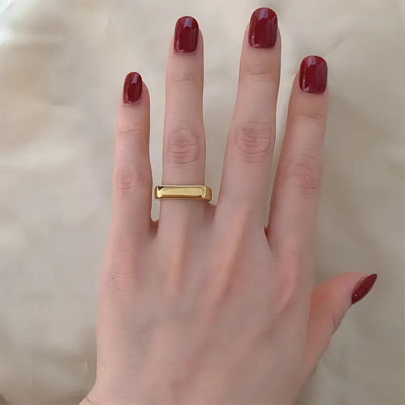 18K Gold Titanium Steel Wide Finger Ring for Women - Image 4