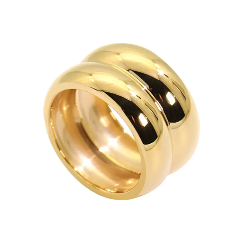 18K Gold Titanium Steel Wide Finger Ring for Women - Image 5