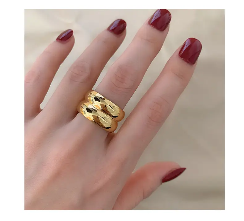 18K Gold Titanium Steel Wide Finger Ring for Women — feature 5