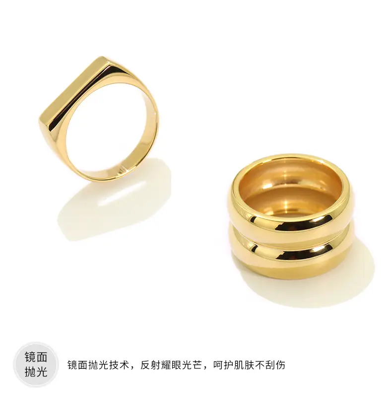 18K Gold Titanium Steel Wide Finger Ring for Women — feature 9