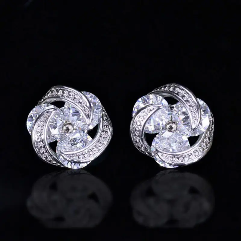 Cao Shi Zircon Earrings for Women Yellow Gold