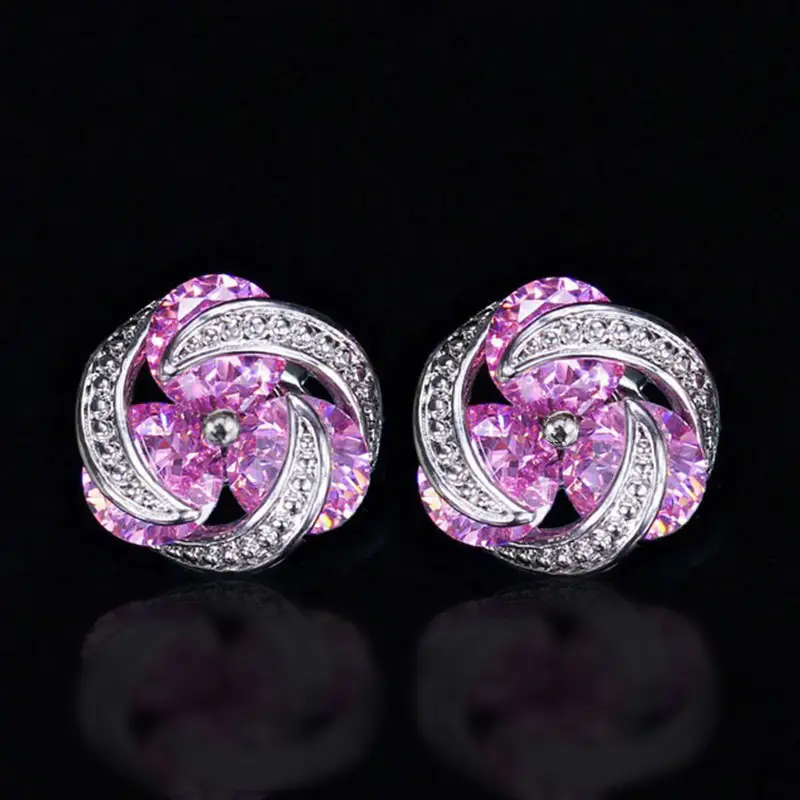 Cao Shi Zircon Earrings for Women Yellow Gold