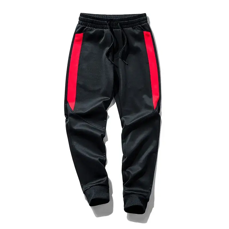 Men Black Cuffed Leggings with Red Stripes 2025 - Image 4