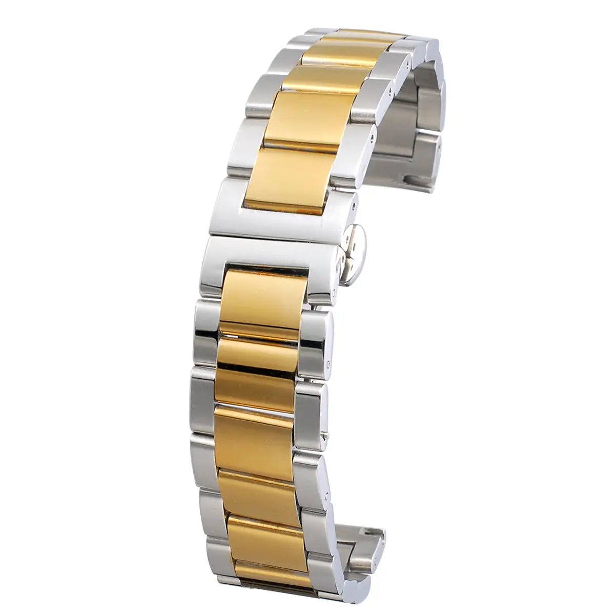 Stainless Steel Black & Silver Watch Band with Quick-Release Buckle - Image 2