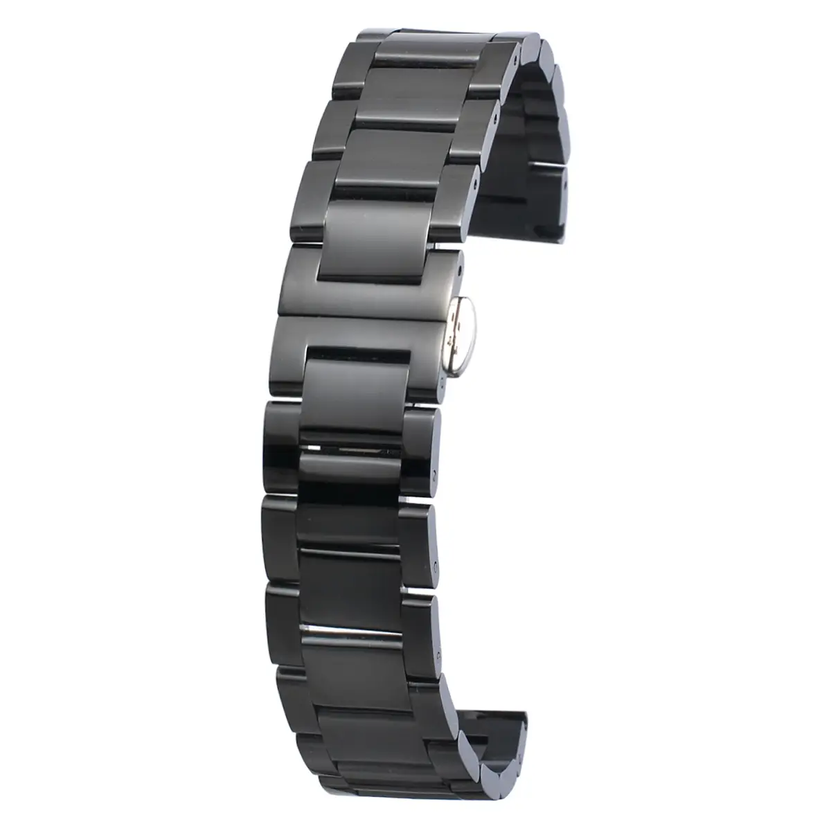 Stainless Steel Black & Silver Watch Band with Quick-Release Buckle - Image 5