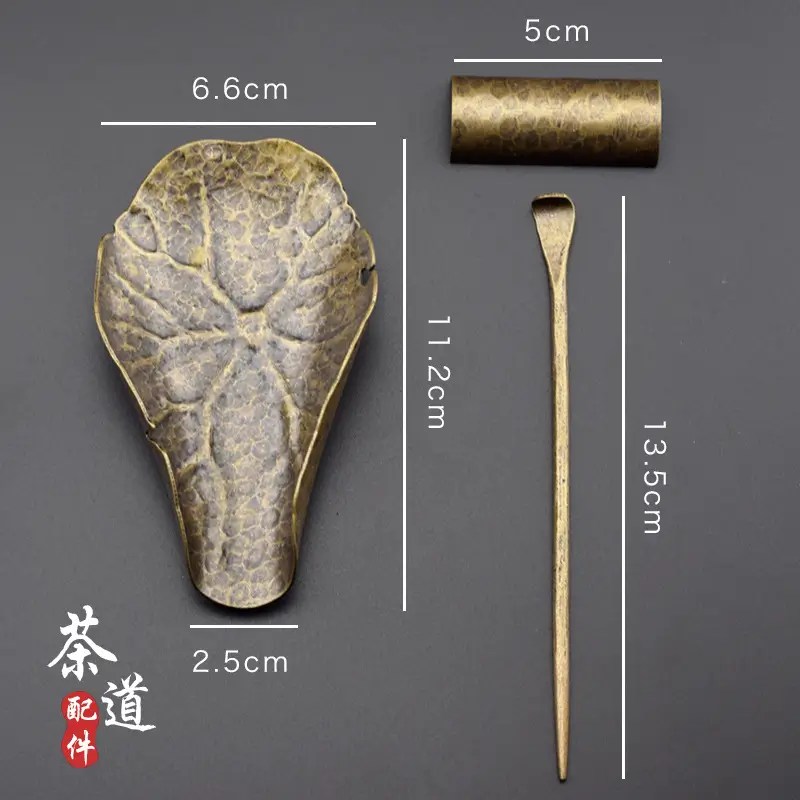 Copper Lotus Leaf Tea Spoon Set Three Piece Zen Home - Image 8