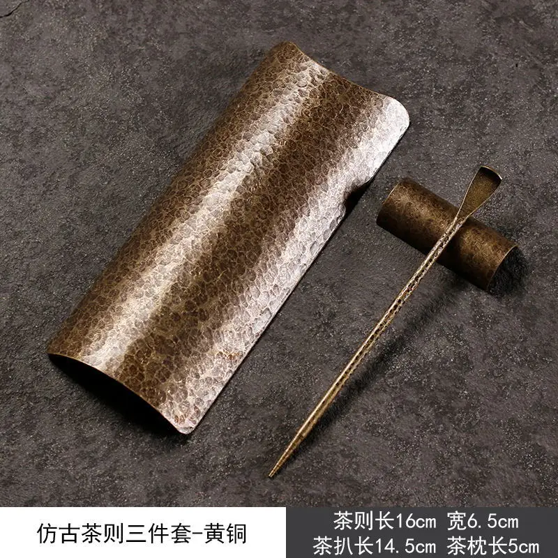 Copper Lotus Leaf Tea Spoon Set Three Piece Zen Home - Image 3