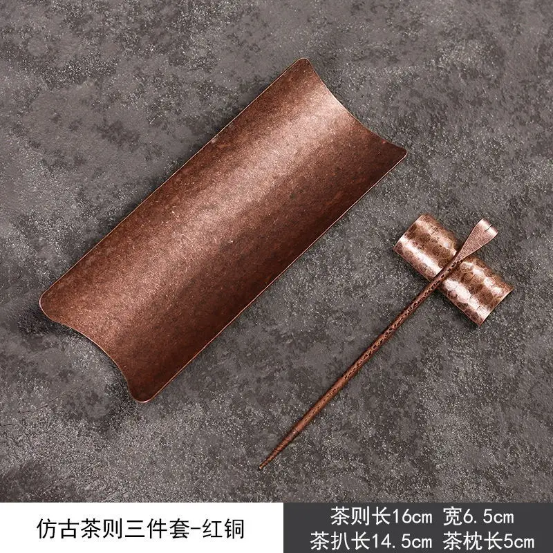 Copper Lotus Leaf Tea Spoon Set Three Piece Zen Home - Image 4