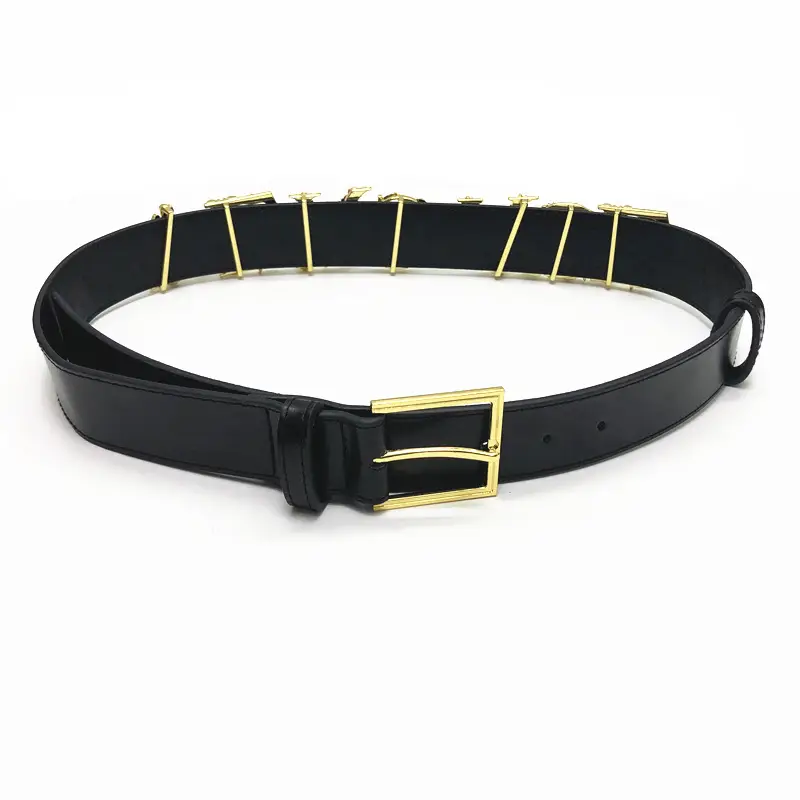 Gold Embroidered Leather Belt for Women - Image 5