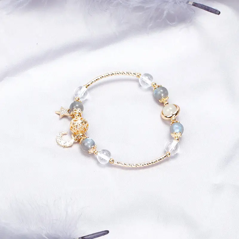Hollow ball white crystal bracelet