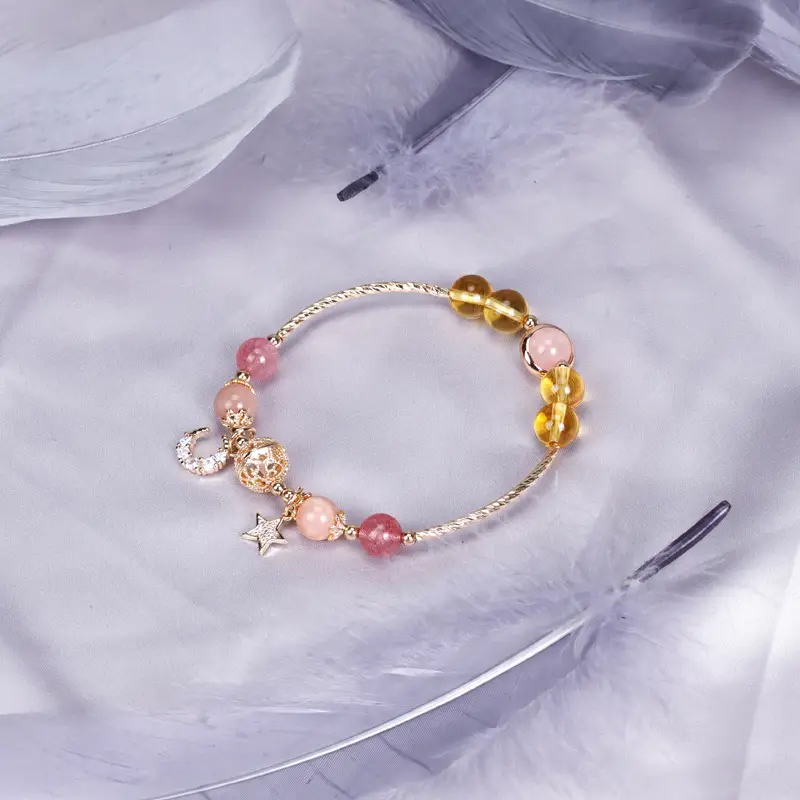 Hollow ball citrine bracelet