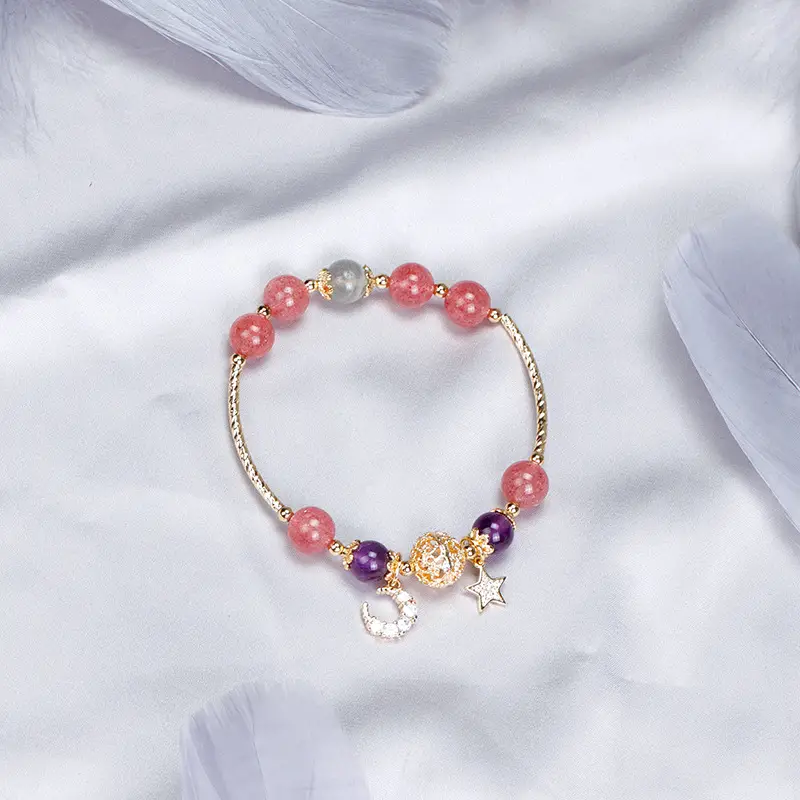 Badu Crystal Bracelet with Strawberry & Moonlight Design - Image 2