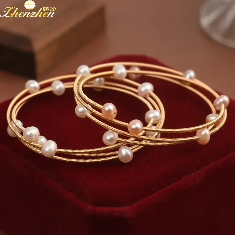 Women's Adjustable Pearl Bracelet Gold Finish