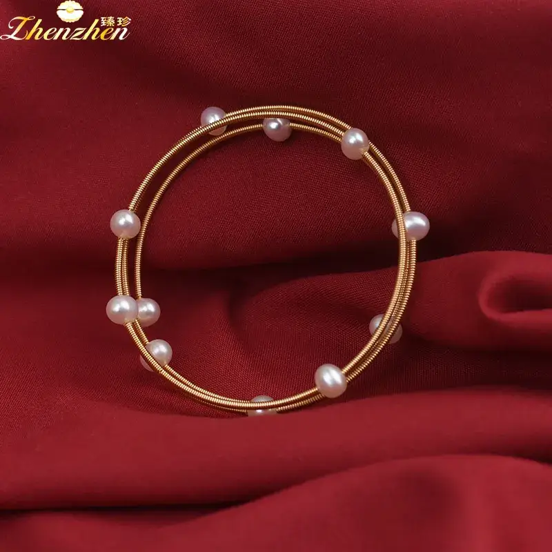 Women's Adjustable Pearl Bracelet Gold Finish