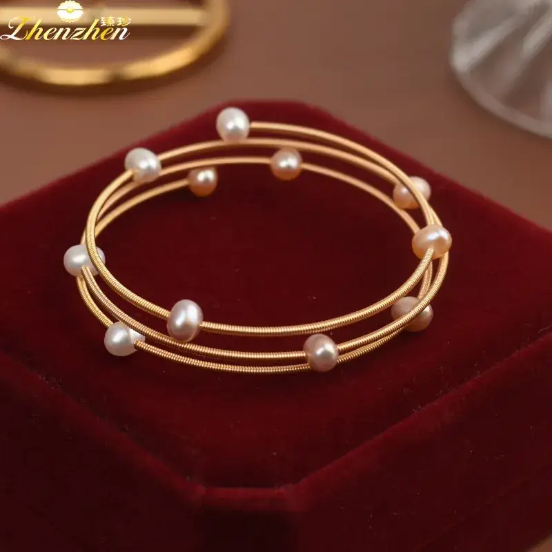 Women's Adjustable Pearl Bracelet Gold Finish