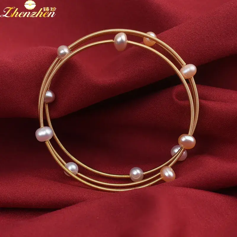 Women's Adjustable Pearl Bracelet Gold Finish