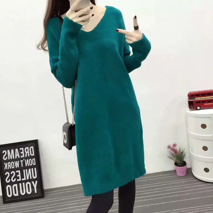 Women's Purple Batwing Sweater Mid-Length Pullover — feature 3