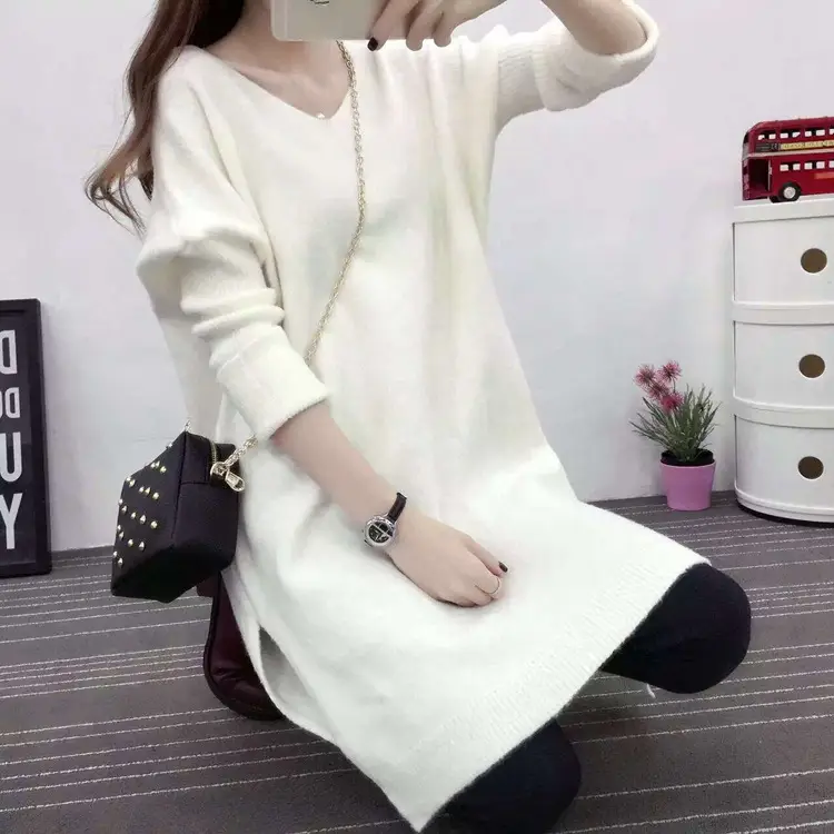 Women's Purple Batwing Sweater Mid-Length Pullover — feature 4