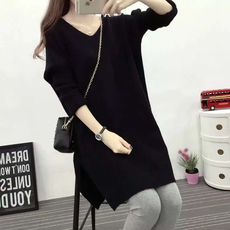 Women's Purple Batwing Sweater Mid-Length Pullover - Image 2
