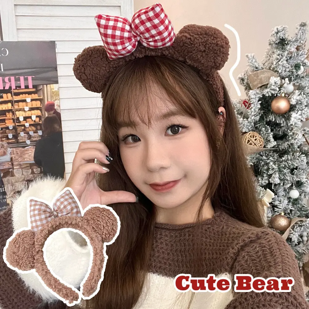 New Cute Bow Bear Ear Plush Hair Band for Girls - Image 11