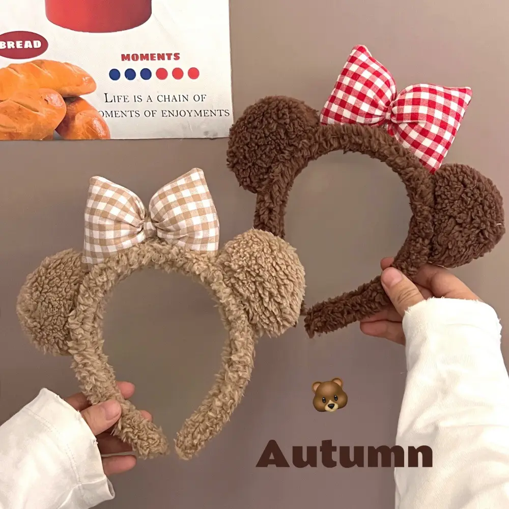 New Cute Bow Bear Ear Plush Hair Band for Girls - Image 12