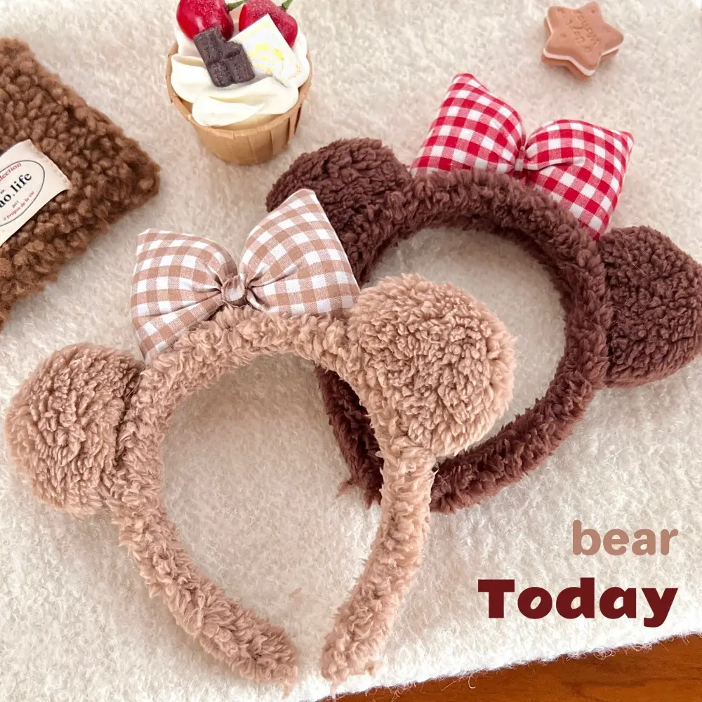 New Cute Bow Bear Ear Plush Hair Band for Girls - Image 13