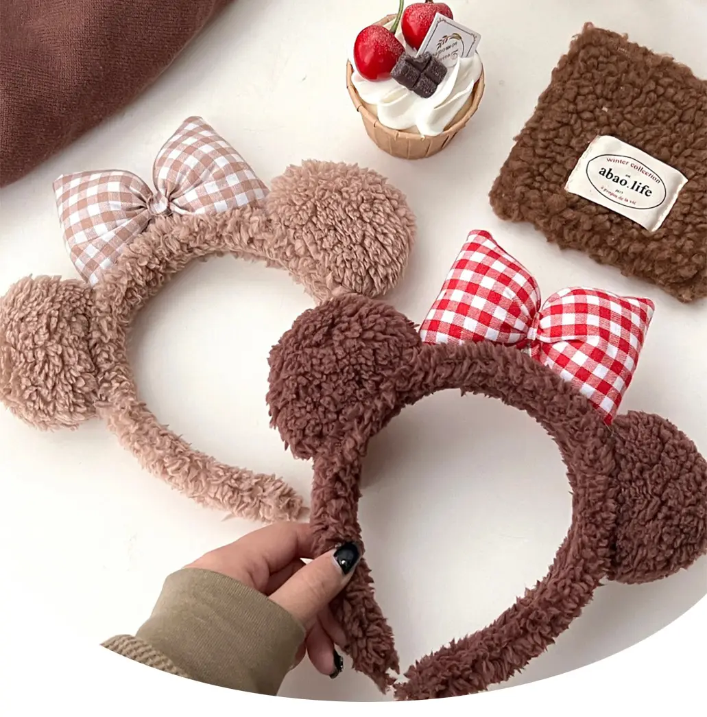 New Cute Bow Bear Ear Plush Hair Band for Girls — feature 1