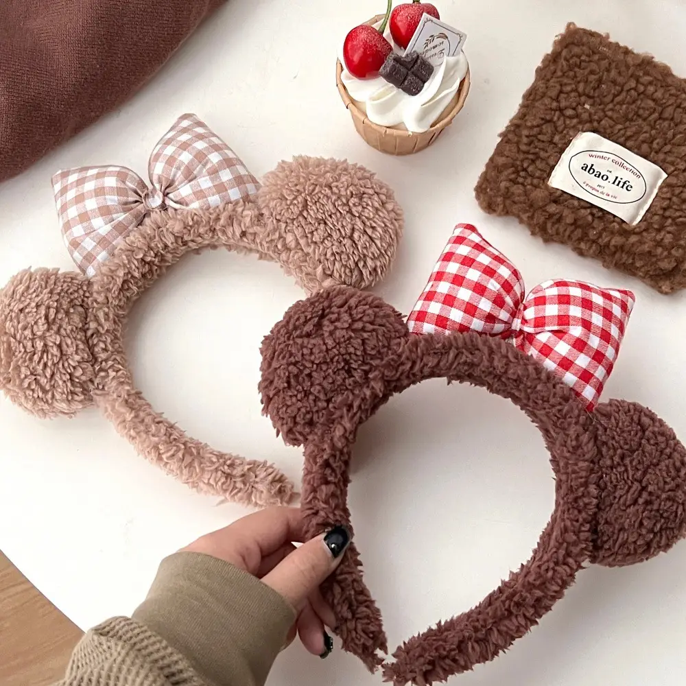 New Cute Bow Bear Ear Plush Hair Band for Girls — feature 12