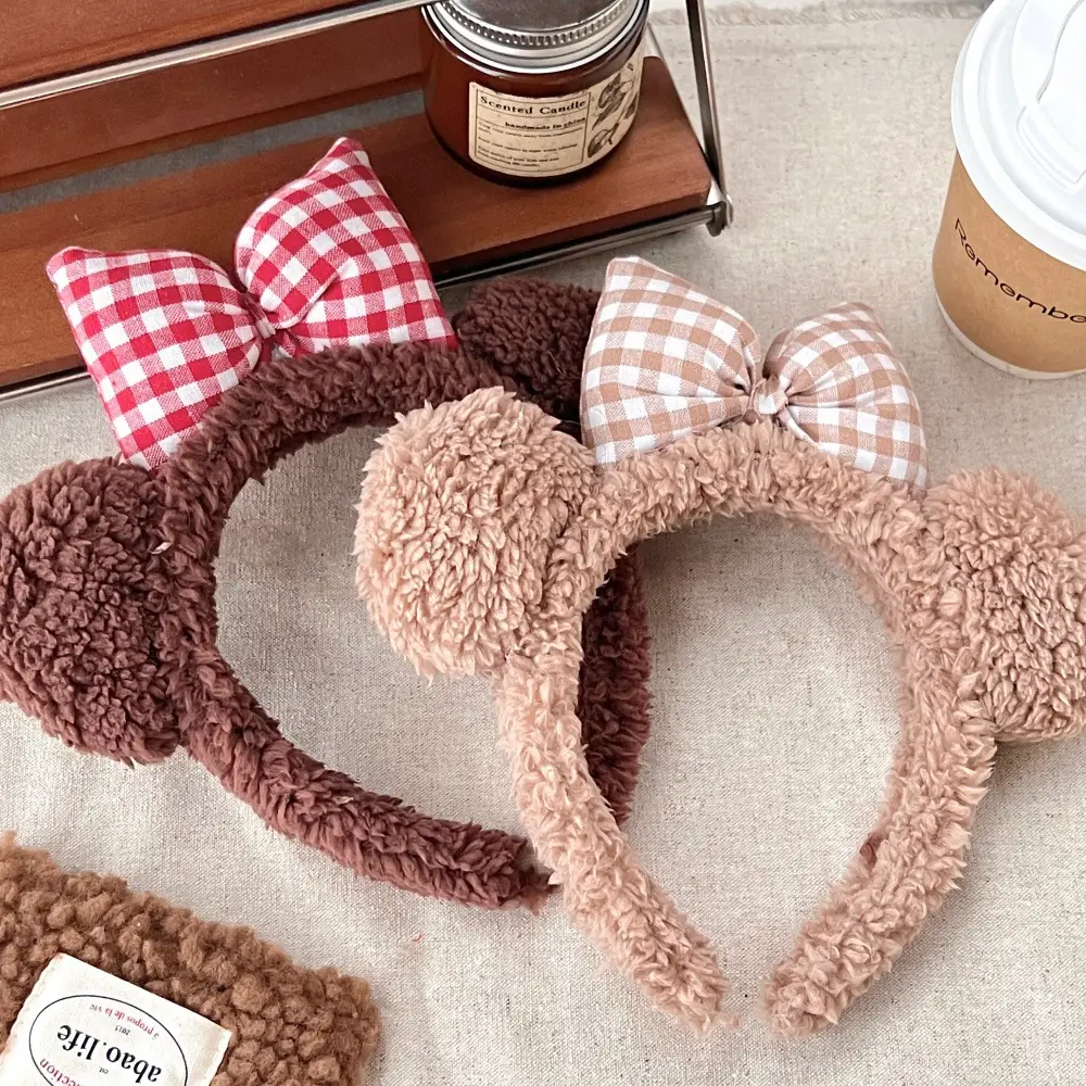 New Cute Bow Bear Ear Plush Hair Band for Girls — feature 13