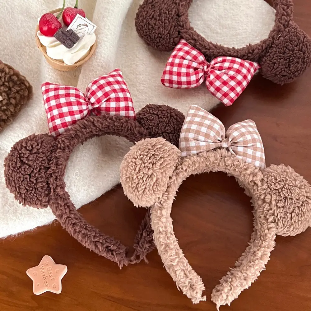 New Cute Bow Bear Ear Plush Hair Band for Girls — feature 15