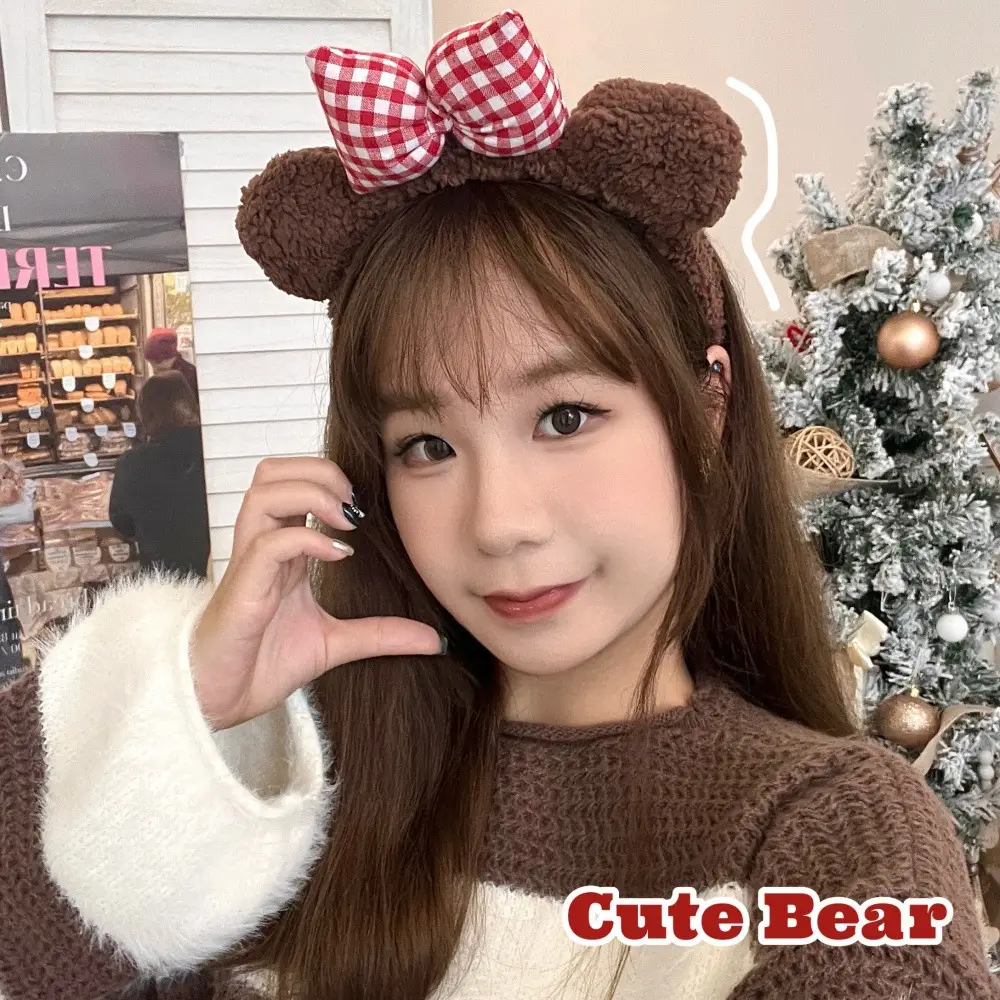 New Cute Bow Bear Ear Plush Hair Band for Girls — feature 4