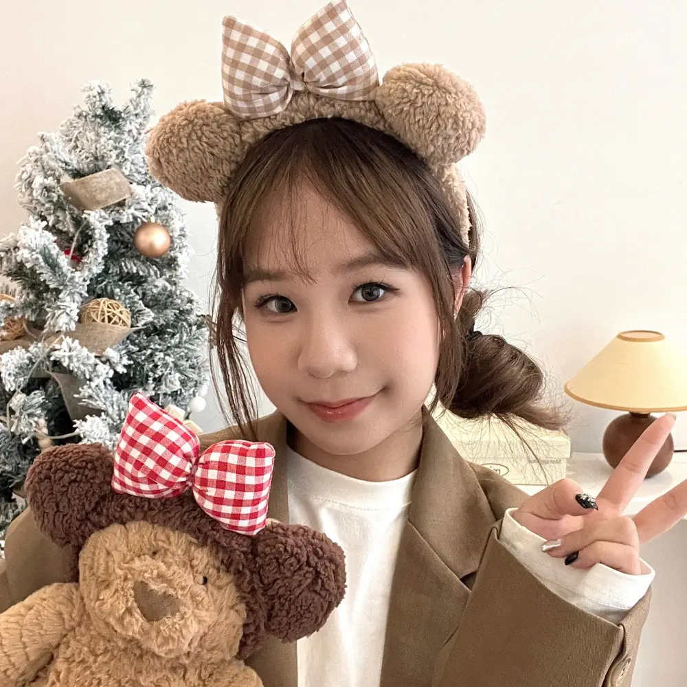 New Cute Bow Bear Ear Plush Hair Band for Girls — feature 5