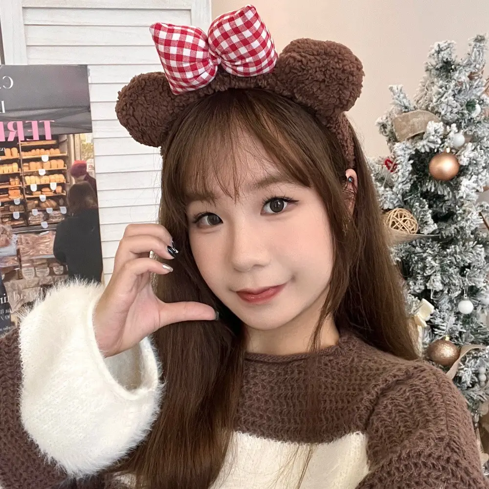 New Cute Bow Bear Ear Plush Hair Band for Girls — feature 6