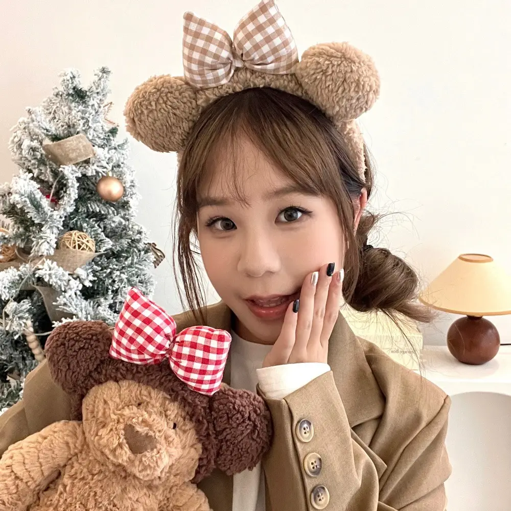New Cute Bow Bear Ear Plush Hair Band for Girls — feature 7
