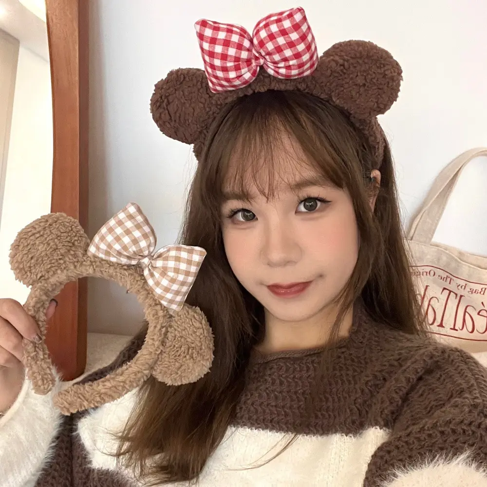 New Cute Bow Bear Ear Plush Hair Band for Girls — feature 9