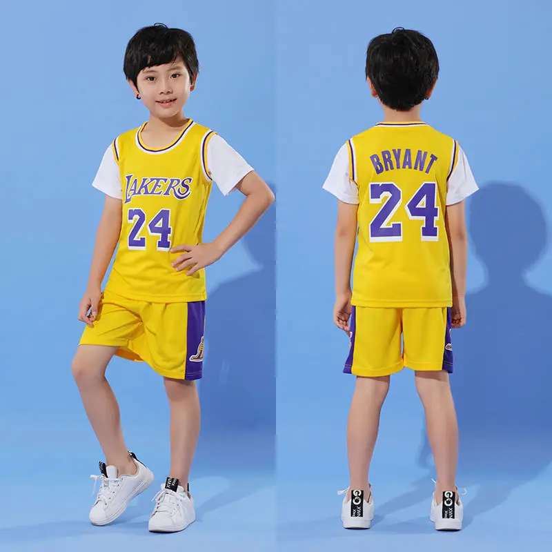 Kids Lakers Basketball Suit Yellow 23 Size - Image 14