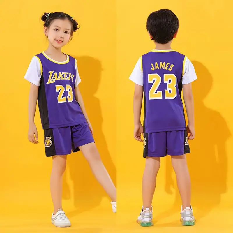 Kids Lakers Basketball Suit Yellow 23 Size - Image 5