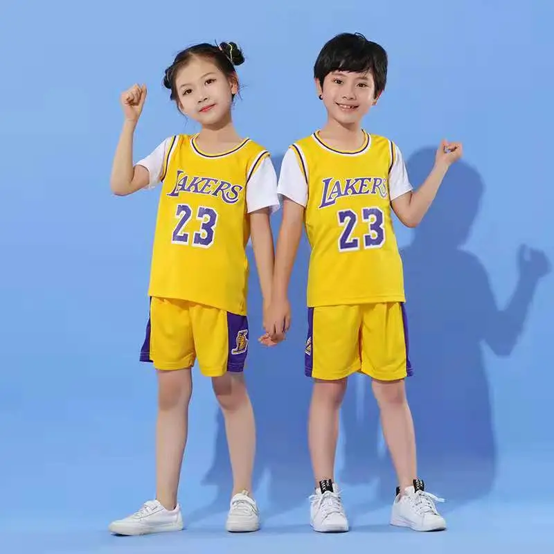 Kids Lakers Basketball Suit Yellow 23 Size - Image 6