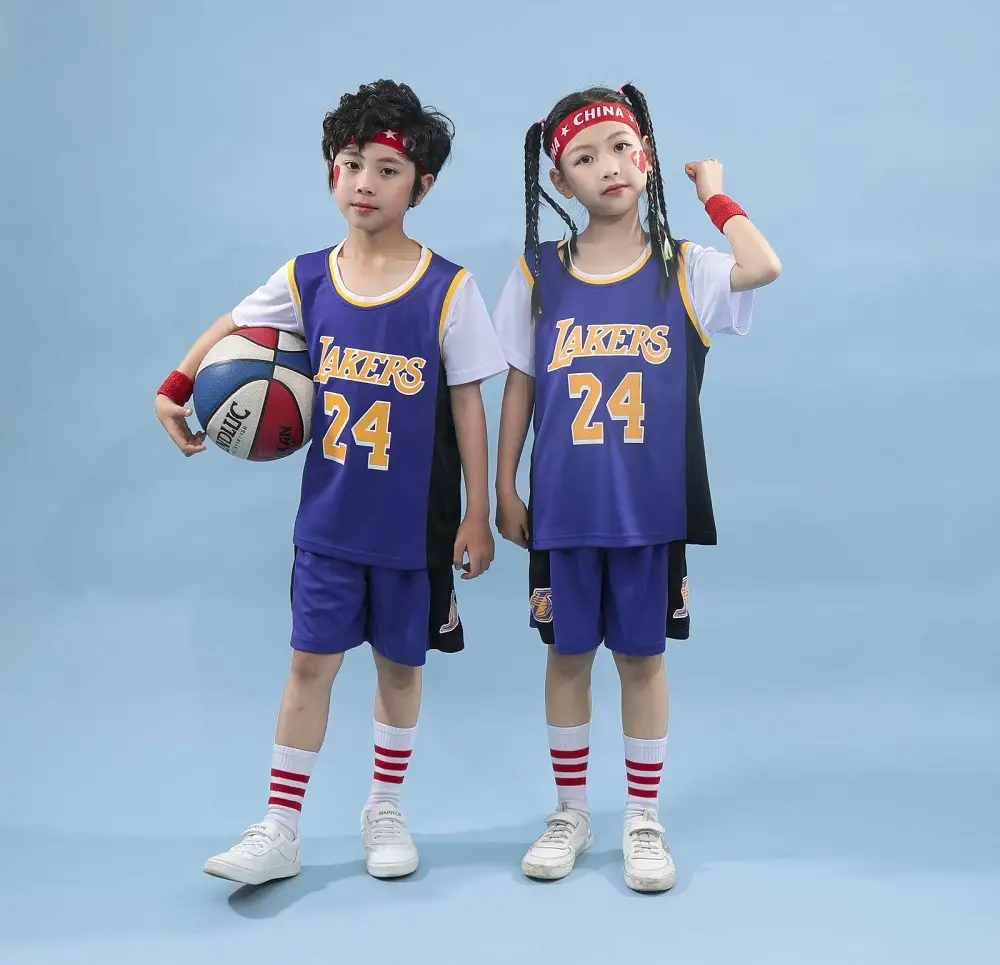 Kids Lakers Basketball Suit Yellow 23 Size - Image 9